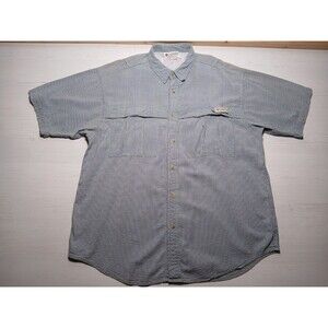 Columbia Shirt Mens Medium  Plaid Short Sleeve Button Up Vented 80% Cotton